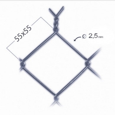 PSK Pletivo čtyřhranné ZN+PVC antracit, výška 2000 mm, oko 55 x 55 mm, 25 m